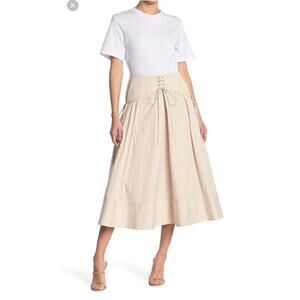 3.1 Phillip Lim Women's White Pale Pink Corset T-Shirt Side Tie Midi Dress Size4